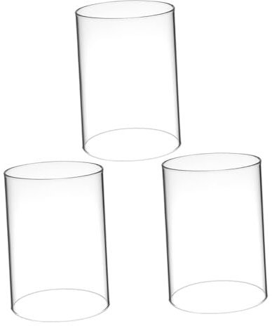 UKCOCO 3pezzi Paralume Candele in Vetro Trasparente Cilindrico Antivento Supporto Per Candele Sottili Compatibile Con Varie Misure Design Elegante Per Arredamento Casa