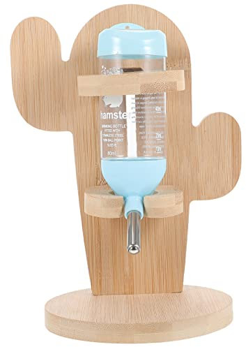 UPKOCH Kunststoff Hamster Wasserflasche Vertikal Mit Holzständer Haustiertränke Chinchilla Zubehör Für Kleine Nagetiere