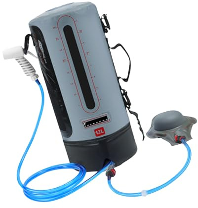 Genérico Ducha Solar, de Campamento al Aire Libre 12 l, con Bomba pie y Boquilla para Playa, natación, Viajes, Senderismo