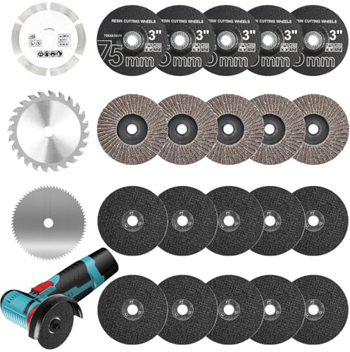 23 Pezzi Dischi da Taglio e Dischi per Smerigliatrice, 75 mm Seghe Circolari Lame, Disco Flessibili Per Smerigliatrice Angolare, Disco da Taglio di Resina per Legno, Alluminio, Plastica, Metall