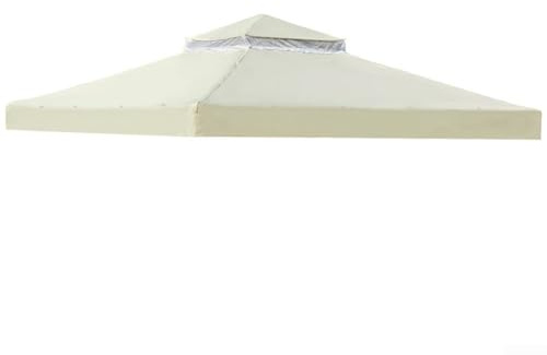 Yuanpgky Auvent de tonnelle à double niveau 300 x 300 cm avec maille d'aération pour abri de barbecue extérieur, en polyester résistant aux intempéries pour tonnelle de jardin (blanc)