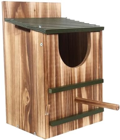 Casas de búho para exteriores, refugio de madera impermeable, casas carbonizadas para pájaros para exteriores, para ardillas, pájaros, colibríes, ventanas, hogar, porche, decoración de invierno