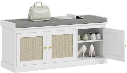HOMCOM Shoe Bench with Storage, Entryway Bench, 105 x 35 x 47 cm, White