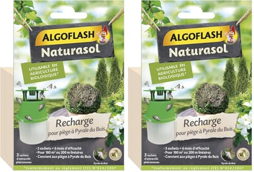 ALGOFLASH NATURASOL Recharge pour PiÃšge Pyrale du Buis, 3 Capsules de phéromones, 6 Mois d'efficacité, BIOPIBUIR (Lot de 2)