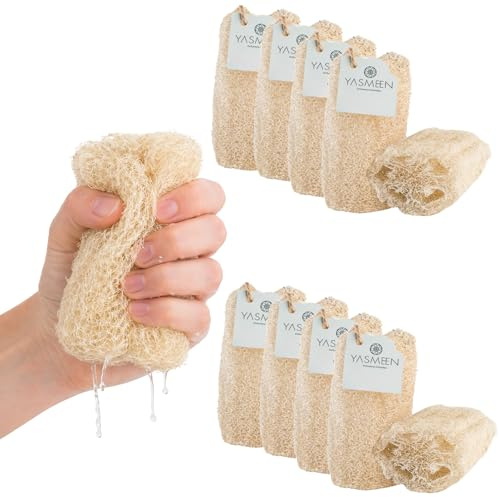 Natürlicher Luffa Spülschwamm - Biologisch abbaubarer, 10er-Packung - Natural Loofah Sponges – Mehrweg Küchen Schwämme für Geschirr & Oberflächen – Umweltfreundliche Reinigung ohne Plastik