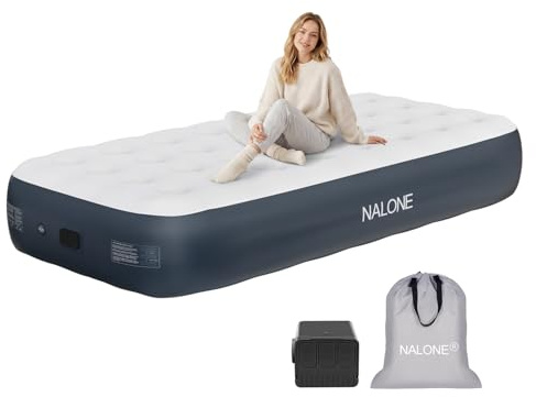 NALONE Matelas Gonflable 1 Personne, Lit Gonflable Électrique Auto-Gonflant avec Pompe Intégrée Rechargeable Idéal Camping et Maison 191x99x33cm