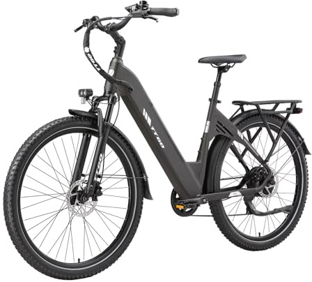 ttgo Vélo électrique C5 27,5 pour adulte, vélo électrique de ville pour homme et femme, batterie 48 V 13,5 Ah, portée jusqu'à 110 km, dérailleur à 7 vitesses, 25 km/h, freins à disque hydrauliques