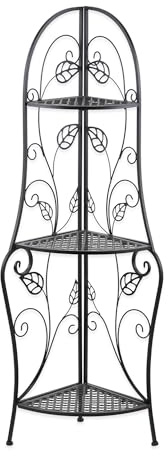 Zingz & Thingz Farmhouse Home Décor 3-Tier Metal Basket Shelf Stand, 18x11.625x50, Leaves