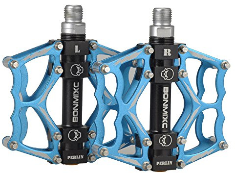 BONMIXC Bicycle Pedals 9/16 Sealed Bearing MTB Aluminum Alloy Pedals Blue