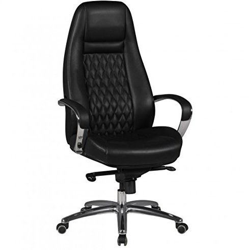AMSTYLE Bürostuhl Austin Echt-Leder Schwarz Schreibtischstuhl 120KG Chefsessel hohe Rückenlehne mit Kopfstütze X-XL