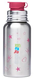 ergobag Edelstahl Trinkflasche mit verschiedenen Motiven für Kinder, 500ml, BPA-frei, auslaufsicher, leicht zu reinigen Prinzessin - Silber