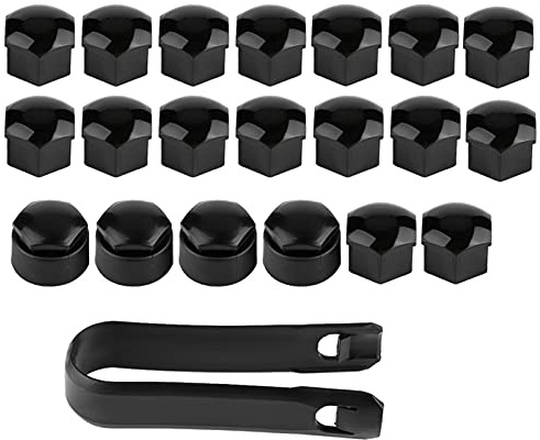 Qiilu hjulmutterlock 17mm, 20st 17mm mutter bilhjul automatisk navbultskydd st?ldskydd med borttagningsverktygssats f?r Black