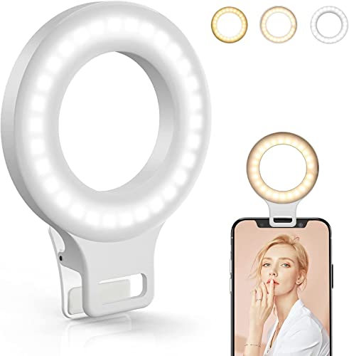Kimwood 60 LED Rechargeable Clip On Ring Light for Selfie, Phone, Laptop, Tablet (3 Models, 5 Brightness Levels)