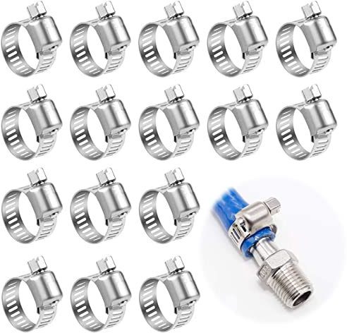 VEGCOO 25 Pcs Colliers de Serrage Métalliques 6-12mm, Collier de Serrage Inox Réglable Collier de Serrage en Acier Inoxydable 304 pour les Conduites D'eau Domestique (25 Pcs;6-12 mm)
