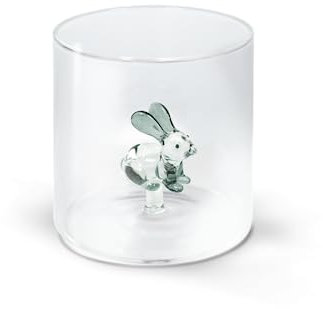 WD Lifestyle Bicchiere in vetro borosilicato. Capacità 250 ml. Decoro coniglio.