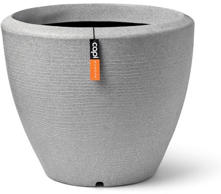 Capi Europe - Blumentopf Kugel Arc Granite - 60x48 - Elfenbein - Blumentopf für den Innen- und Außenbereich - Bruchfest - 100% recycelbar NIVS8033
