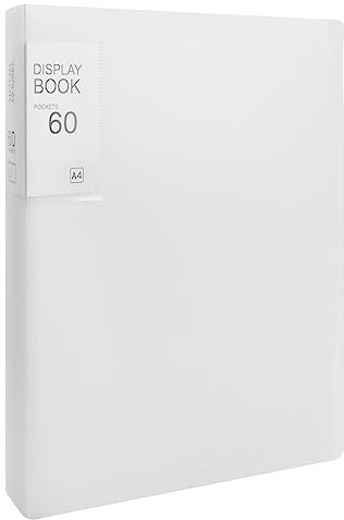 Sichtbuch PP A4 Mit Klarsichthüllen 60 Taschen, Präsentationsmappe, Präsentationsbuch Mit Transparenten Hüllen, Sichtmappe Präsentationsordner für Notenblätter Berichte Broschüren (Weiß)