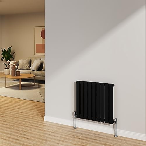 NRG Radiateur horizontal à panneau plat pour salle de bain - 600 x 612 mm - Noir