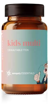 Sanopoly Essentials KIDS MULTI Vitamin Tabletten I 120 Kautabletten mit Vitamin Komplex I 10 wertvolle Vitamine für Kinder I Vegan