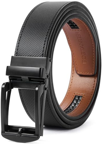 BOSTANTEN Gürtel Herren, Ledergürtel für Herren mit Ratsche Automatikschließe Business Anzug Gürtel Breit 35mm,Größe Angepasst
