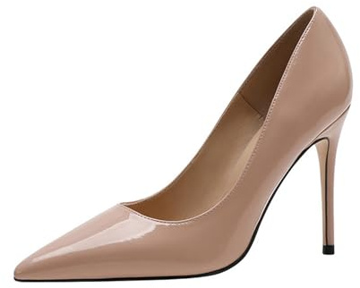 Décolleté Donna Sexy Tacco A Spillo A Punta Classico Ritaglio High Heels Chiuse Davanti Scarpa 6/8/10CM Basic Dressper Feste (Nudo 8cm,33)