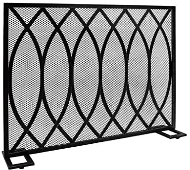 NSTVVEE Schermi per caminetti Parascintille per caminetto in Ferro battuto, Oro Nero, divisorio Frontale per caminetto, Recinzione per Stufa Domestica, Recinzione antiscintilla con griglia