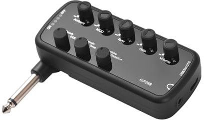 CHOYUE Bassverstärker, Mini-Verstärker, tragbarer Kopfhörer-Bassverstärker, Plug-and-Play für E-Bass, Musikinstrument, 3 integrierte Lautsprechersimulationen, OTG-interne Aufnahme
