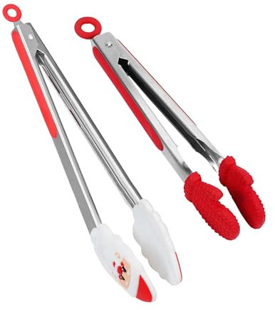 Küchenzange zum Kochen, Premium-Edelstahl mit einzigartig gestalteten Silikonköpfen, 500℉ hitzebeständig, 2er-Set (30,5 cm und 22,9 cm)