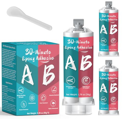 LAMXIN Pegamento epoxi de 30 minutos, 150 ml, resistente al calor, 2 componentes, pegamento transparente de dos componentes para metal, madera, azulejos, plásticos