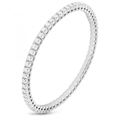 amorili Bracciale Tennis Donna in Argento 925 – Elastico Facile da Indossare – Zirconi Vari Colori 3 mm – Braccialetto Elegante Regolabile Idea Regalo Donna (bianco)