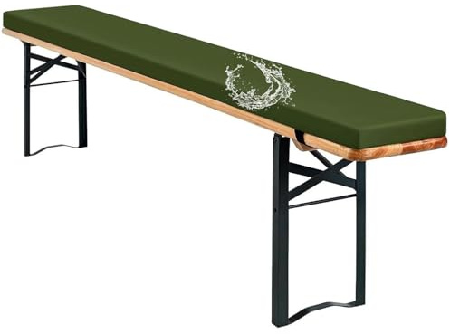 AQIGR Cuscini Imbottiti per Panchine da Birra 220x25 120x40 150x30 180x30 Imbottitura in Spugna Sfoderabile Copri Panca Giardino per Sagra Birreria Feste Catering(Verde Scuro,180x25x3cm)