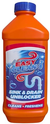 EasyClean Drain Unblocker Liquid, 1L Sink & Drain Cleaner, Strong & Fast Acting Heavy Duty Drain Gel, Dissolves Clogs & Hair Based Blockages, Safe for All Pipes