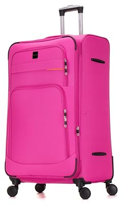 Skylark 32 Extra Large Suitcase Super Lightweight Luggage 20% Expandable 4 Wheels Spinner 3-Digit Combination Lock Soft Shell Luggage Check in for 30kg (Pink, 162 litres)