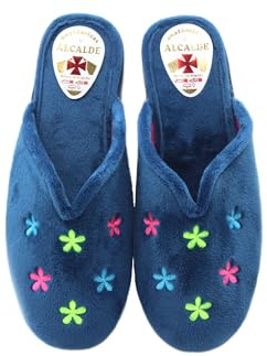 ALCALDE - Zapatillas de ir por casa,chinela con talón abierto,pantufla con suela de goma,babuchas,slippers para: Mujer
