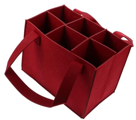 ANDRESLAD Bolsa Porta Botellas de Vino Reutilizable de Fieltro Rojo para 6 Botellas Separador Resistente y Plegable Adecuado para Viajes Picnics y Reuniones