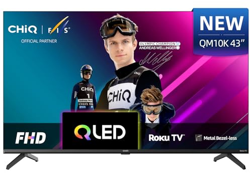 CHiQ L43QM10K 43 Inch Smart TV, Full HD QLED PRO Display, DCI-P3 90% Wide Colour, HDR10, ROKU TV OS