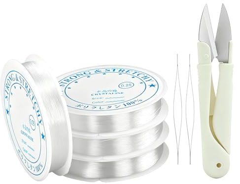 200 m, 0,25 mm de cordón de nailon transparente, hilo invisible, cinta para colgar, hilo de nailon resistente al desgarro, cordón de perlas transparente con aguja de perlas y tijeras