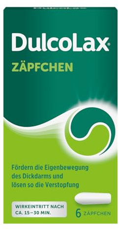DulcoLax Zäpfchen gegen Verstopfung | 6 Stk | Abführmittel bei Verstopfung mit Bisacodyl | Befreien schnell und gut verträglich von akuter Verstopfung | Schnelle Wirkung nach ca. 15-30 Minuten