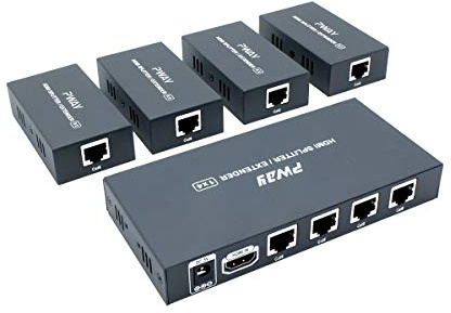 PW-HT226P4 HDMI Extender Splitter 4 Port Transfiere 165ft(50m) a Través de Cat6 Apoyo 1080P@60Hz EDID Copy