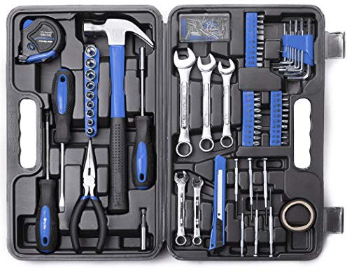 CARTMAN 148-teiliges Werkzeugset - Allgemeines Haushaltswerkzeugset mit Aufbewahrungskoffer aus Kunststoff, Blau