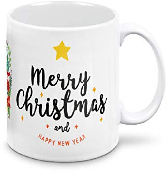 mugnue Tazza Mug Tazza Natale Tazze Natalizie Regali Natale Economici Tazza Colazione con Scatola Regalo Bianca (Ghirlanda Merry Christmas)