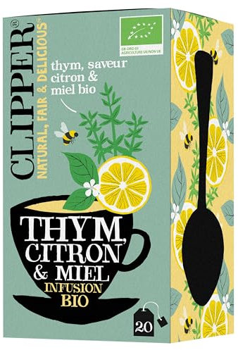 CLIPPER - Infusion Bio - Thym, Citron et Miel - 20 Sachets d'Infusion - 1 Paquet