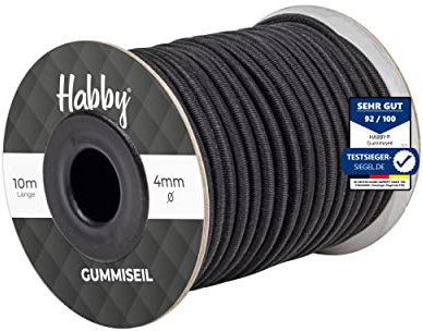 Habby Accessories Spanngummi für Planen, Expanderseil, Gummiseil für Anhängerplane, Planenseil, Bungee Cord, Spannseil, Hochelastisches Seil, Schwarz, (10m), Ø 4mm
