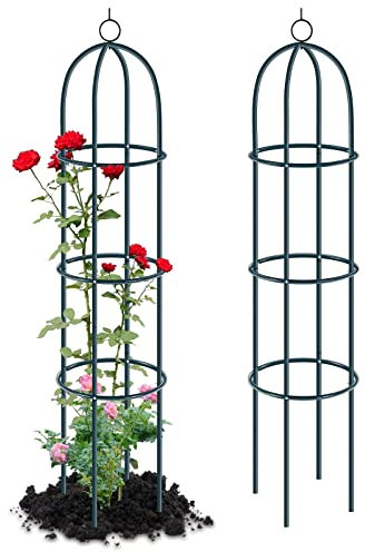 Vencier Large Metal Garden Obelisk Heavy Duty Strong Tubular Plant Cage For Roses, Climbing Plants Support Structure Garden Decoration