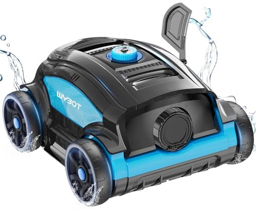 WINNY POOL CLEANER WY1103 Robot Piscina, Piscina Senza Fili con Batteria, 120 Min Autonomia, Doppio Motore, Display LED, Filtro 180μm, Parcheggio Automatico per Piscine Fino a 120m² (Nero-Blu B)