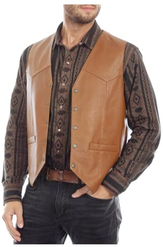 RUMAOZIA Men's Sleeveless Leather Vest Motorcycle Biker Rocker Club Vest Classic Soft Black Traditional Vest Classic Steampunk Leather Vest Black Leather Biker Waistcoat, O coffee., XXL