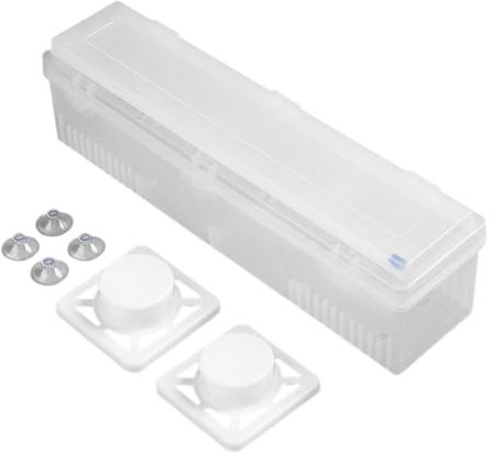 Dispenser per pellicola trasparente, dispenser magnetico per pellicola trasparente e taglierina, supporto avanzato 3 in 1 per rotolo da cucina da parete, taglierino per alimenti ricaricabile,