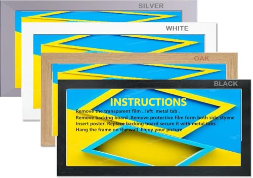 Panoramic Black,oak,Silver,White Picture, Frame Poster Frame & 36X24 (Modern, Black, 90x60cm)