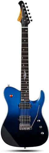 WestCreek Helyx Electric Guitar, Mahogany Body, Stainless Steel Frets, Roasted Maple Neck, Rosewood Fretboard, Bone Nut, 24 Frets (Ocean Vortex)