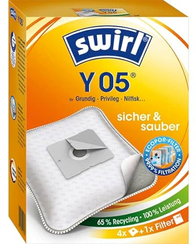 4x Original Swirl Y05 Staubsaugerbeutel und 6 Duftblöcke (gratis) zur Vermeidung unangenehmer Gerüche